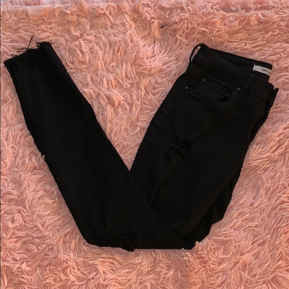 High rise wripped skinny jeans